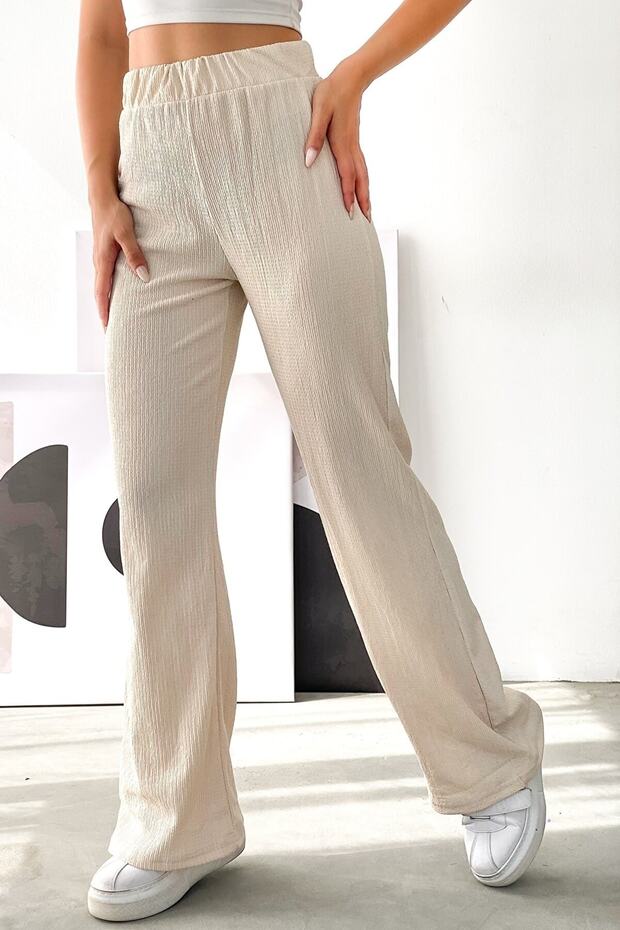Wide Leg Wrinkled Palazzo Trousers