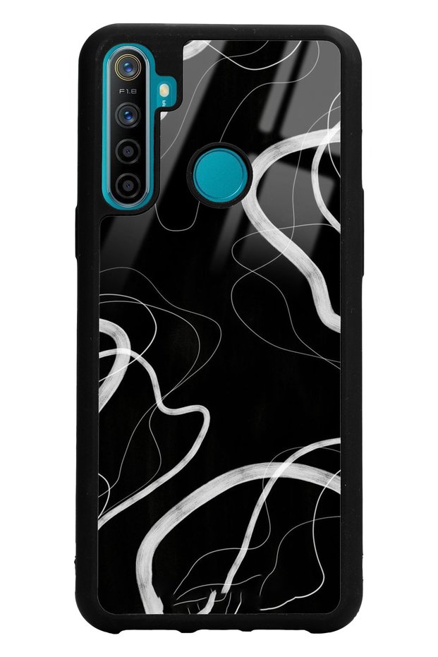 Oppo Real Me 5I Black Wave Design Glossy Phone Case