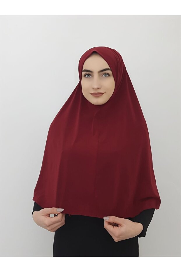 وشاح كبير عملي جاهز من Takmatikk مناسب للحج والعمرة والصلاة باللون العنابي