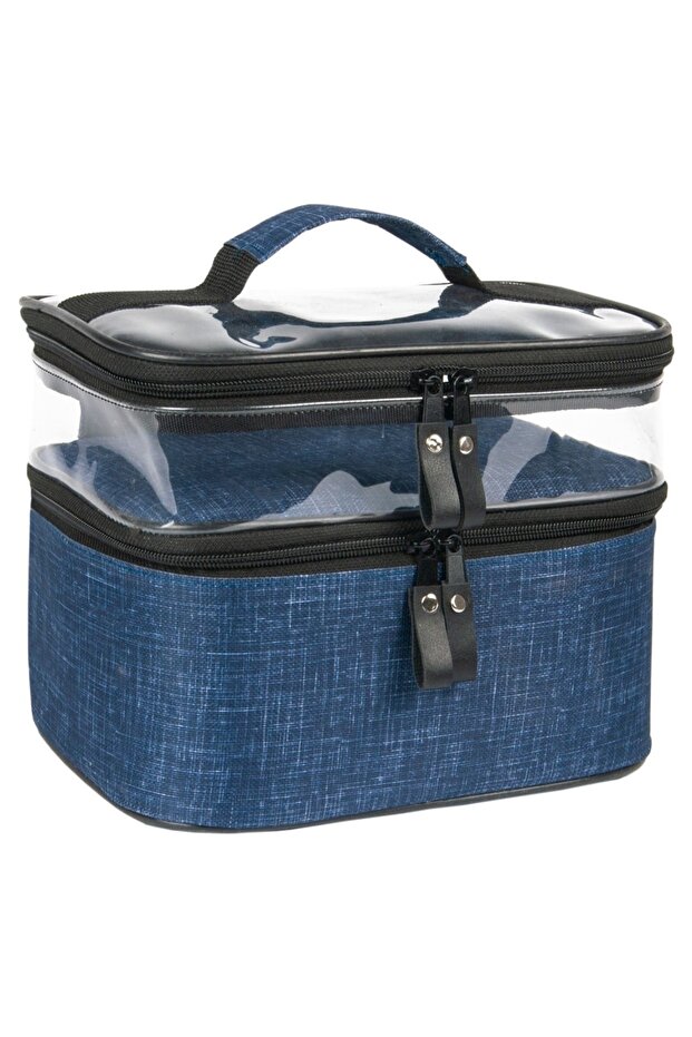 Makeup Bag Travel Women's Care Bag Double Compartment Transparent Compartment Ankaflex Makeup Bag