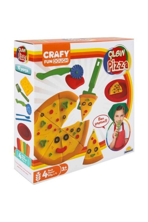Oyuncak Crafy Çılgın Pizza Oyun Hamuru Seti 200 Gram 10 Parça S01002012 - 1