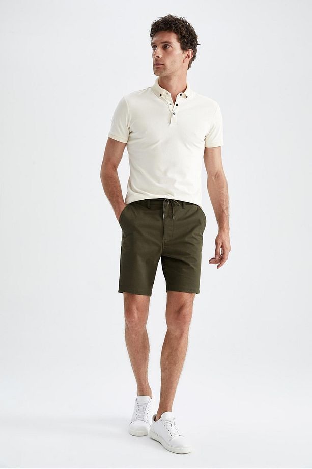 Slim Fit Beli Bağcıklı Şort - 3