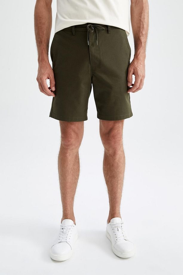 Slim Fit Beli Bağcıklı Şort - 4