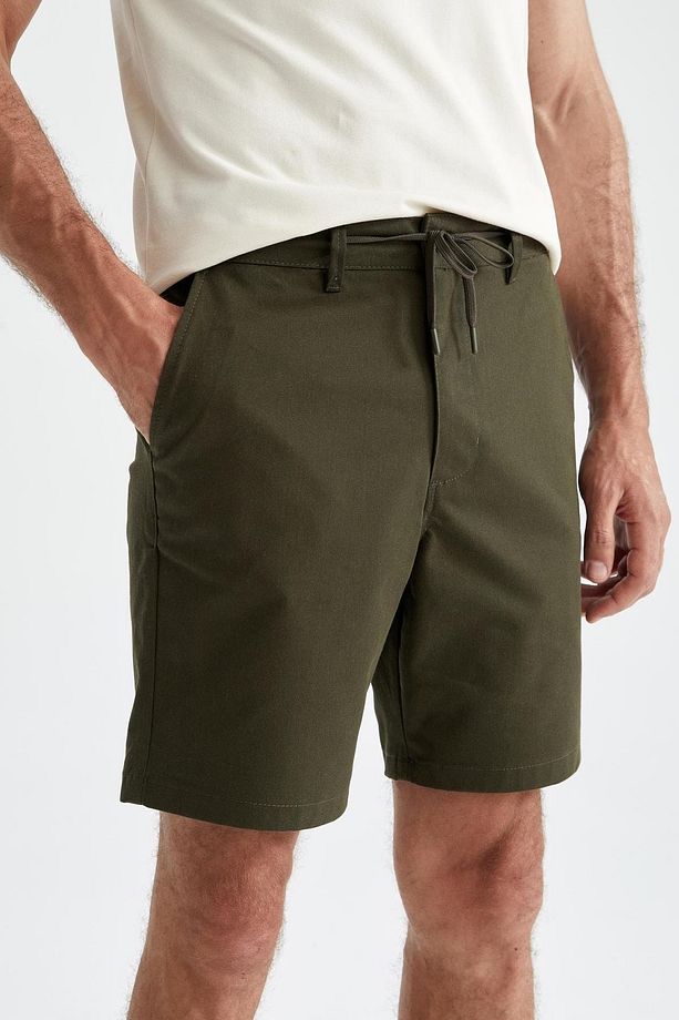 Slim Fit Beli Bağcıklı Şort - 5