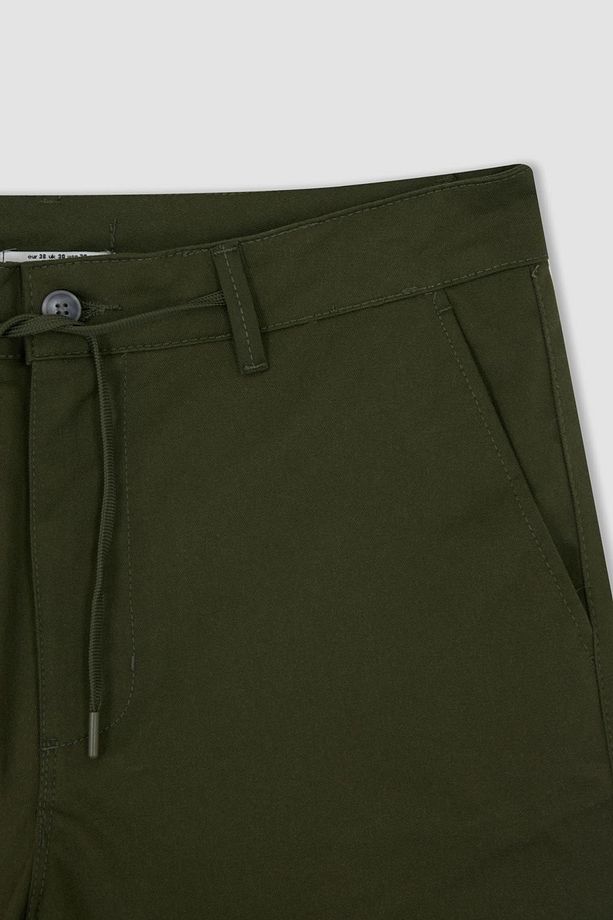Slim Fit Beli Bağcıklı Şort - 8