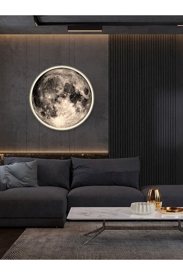 Moon Art, Modern Aplik, 30cm Çap,led 25watt, Led Duvar Aplikleri, Yatak Odası Aplik,yatak Başı Aplik - 1