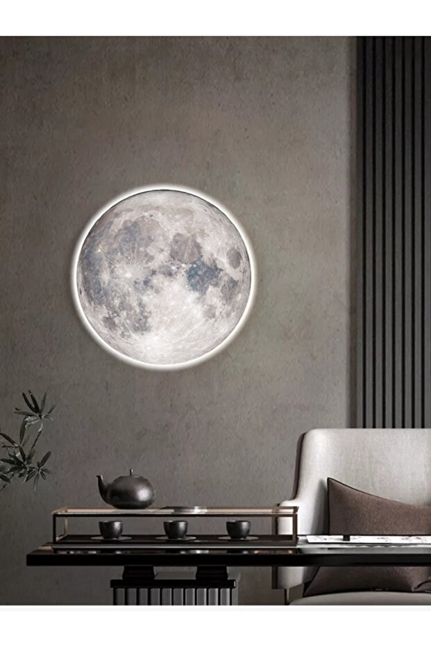Moon Led Aplik,30cm Çap, Led 25watt, Modern, Duvar Aplik, Yatak Odası Aplik,salon Aplik Modelleri - 7
