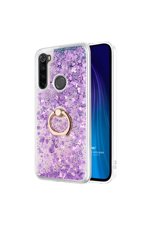 Xiaomi Redmi Note 8 Kılıf Glitter Liquid Holder Mor - 9