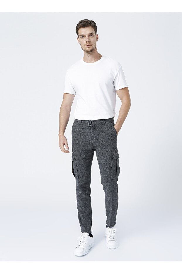 Normal Bel Basic Antrasit Erkek Kargo Pantolon - Kaprı - 1