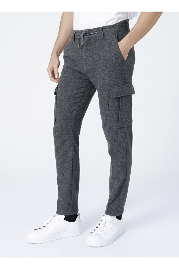 Normal Bel Basic Antrasit Erkek Kargo Pantolon - Kaprı - 3