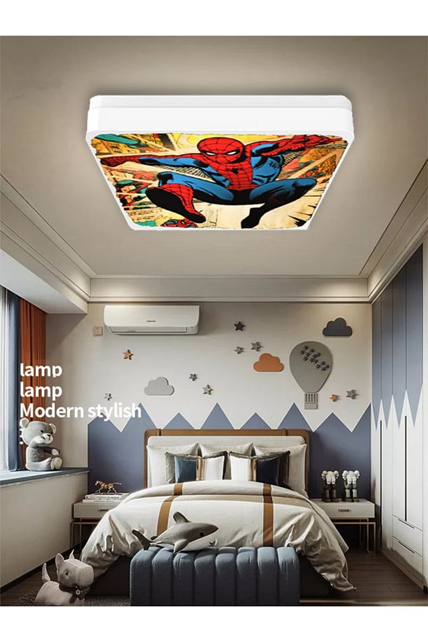 Spiderman-led Avize-25watt-30cm X 30cm, Çocuk Odası Avize, Avize Modelleri, Örümcek Adam Led Avize - 6