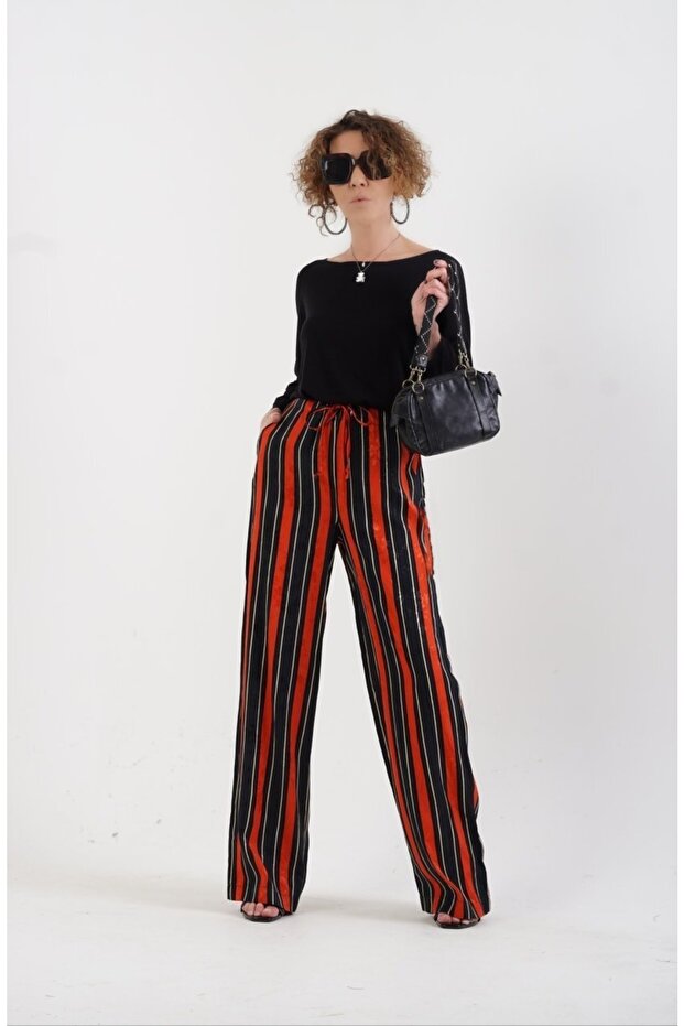 Striped Wide Leg Trousers