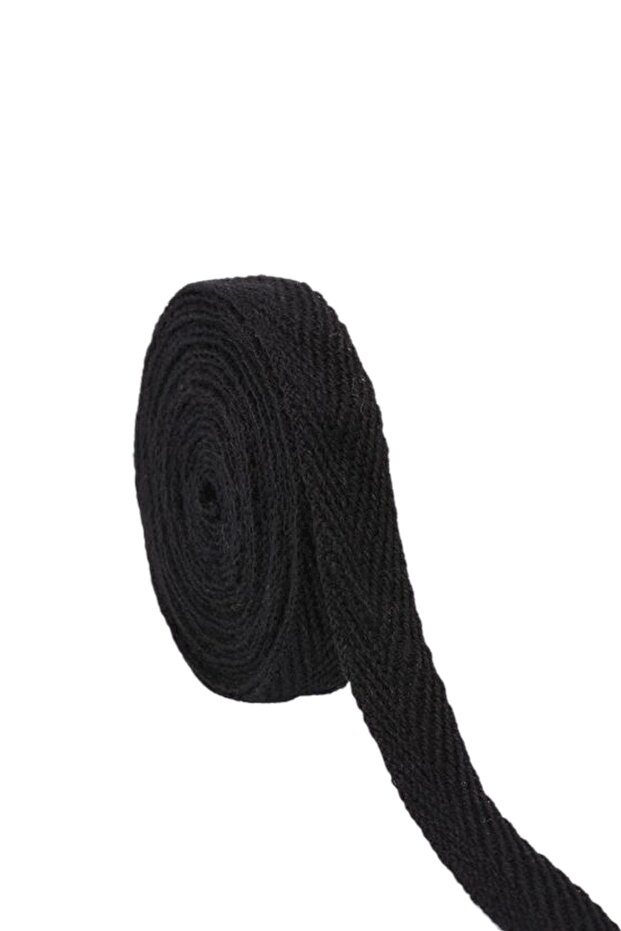 1cm Black Narrow Woven Strip Black Herringbone Extrafor 1cm 25meter