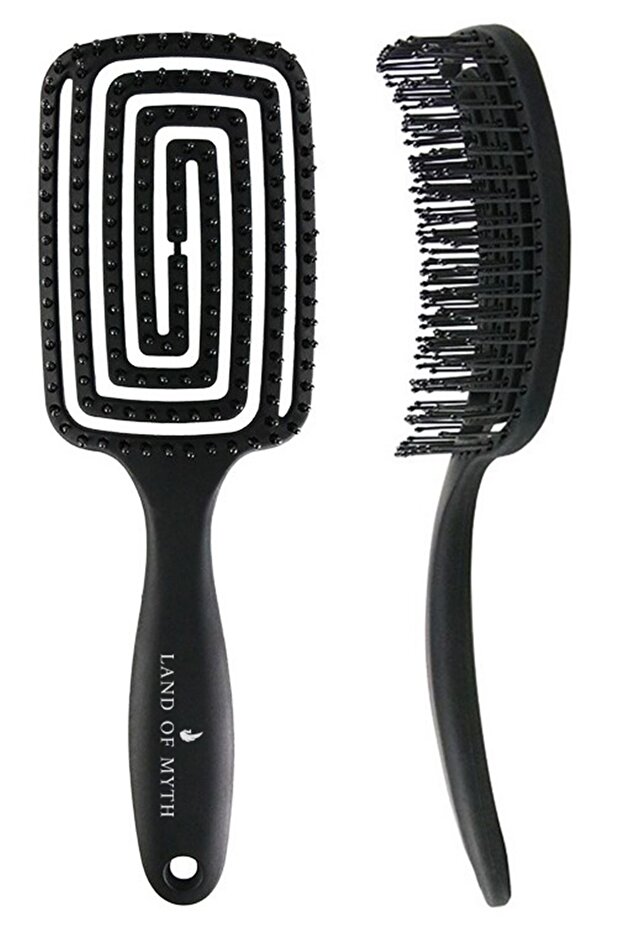 Lom1271 Three-Dimensional Flexible Hair Lightening and Combing Brush, Flexible Pro Brush (black)