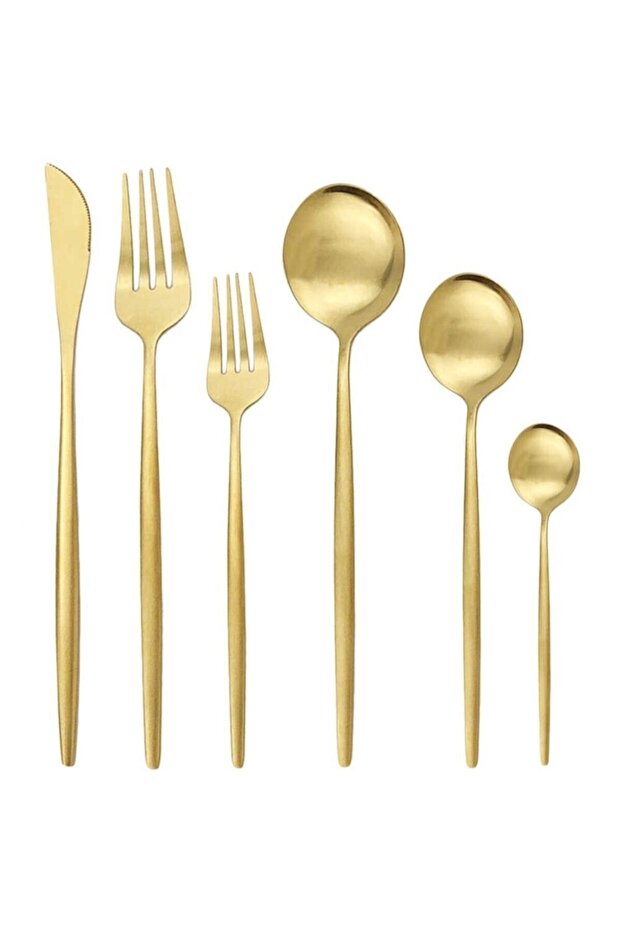 Elit Mat Gold Tatlı Bıçağı 6 Adet - 1