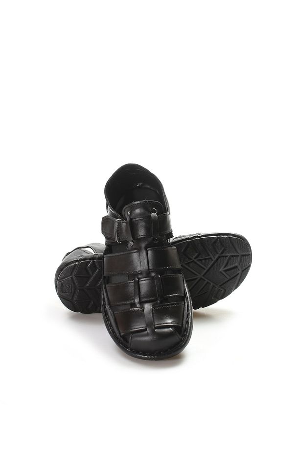 Kaliteli Hakiki Deri Siyah Klasik Erkek Sandalet Ah07927131021 - 2
