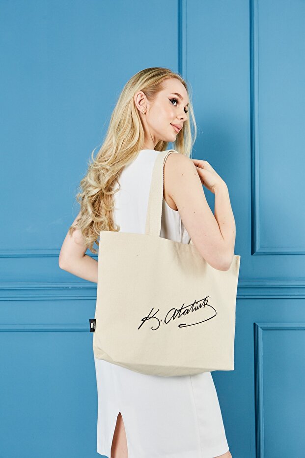 Ataturk Signature Printed Cloth Bag