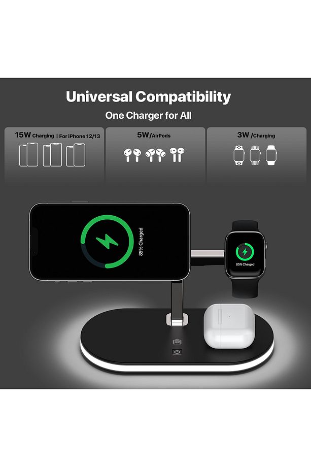 omx 15w Hızlı Şarj Standı Iphone Watch  Gece Lambalı Kablosuz Şarj Istasyonu gextrx 976748 - 3