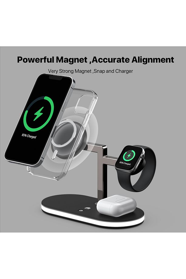 omx 15w Hızlı Şarj Standı Iphone Watch  Gece Lambalı Kablosuz Şarj Istasyonu gextrx 976748 - 4