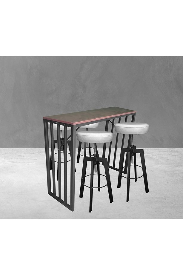 Klump Bar Masası Ve 4 ( Dört ) Adet Beyaz Bar Taburesi - 1