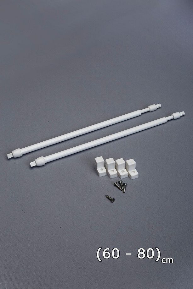 60 - 80 Cm Ayarlanabilir Briz Çubuğu 2 Adet Alüminyum Perde Borusu 4 Adet Başlık - 1