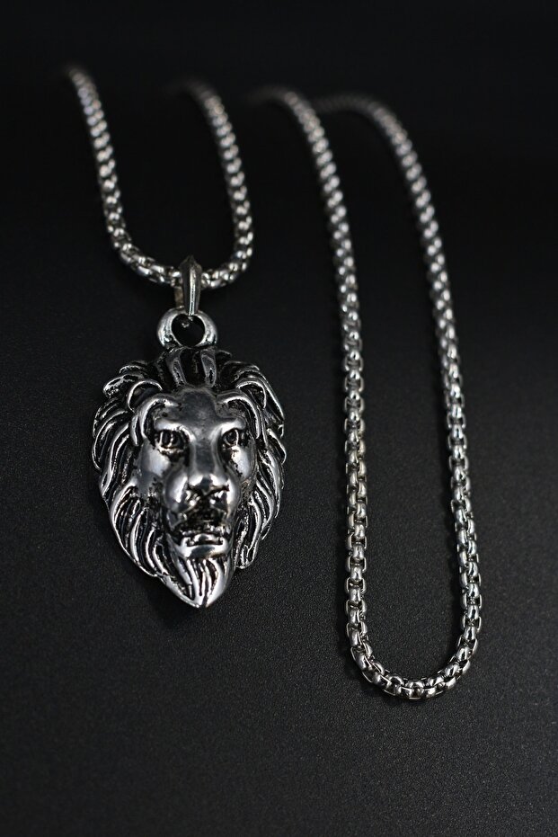 Aslan Başı Örme Zincir Kolye - 1