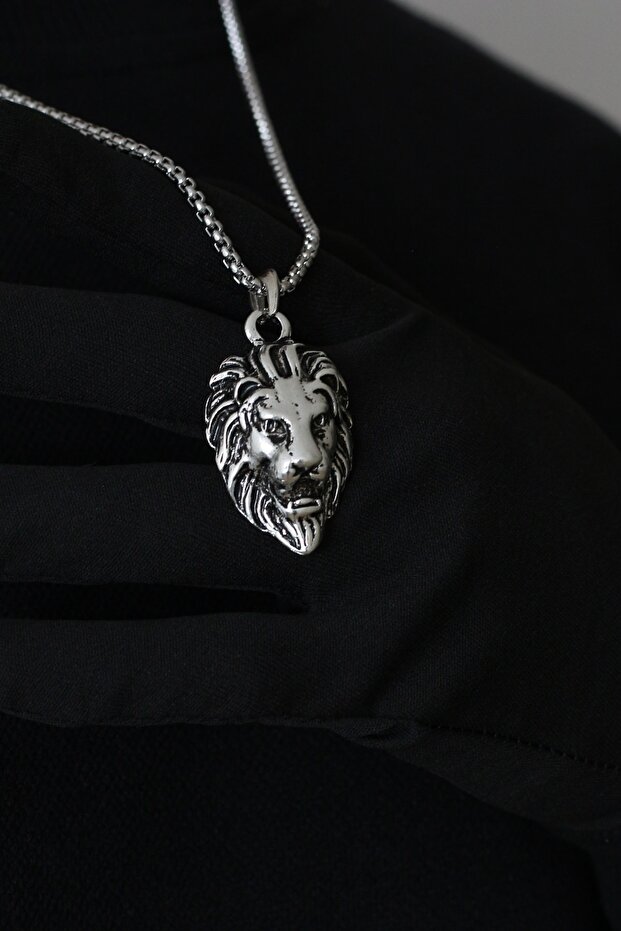 Aslan Başı Örme Zincir Kolye - 2