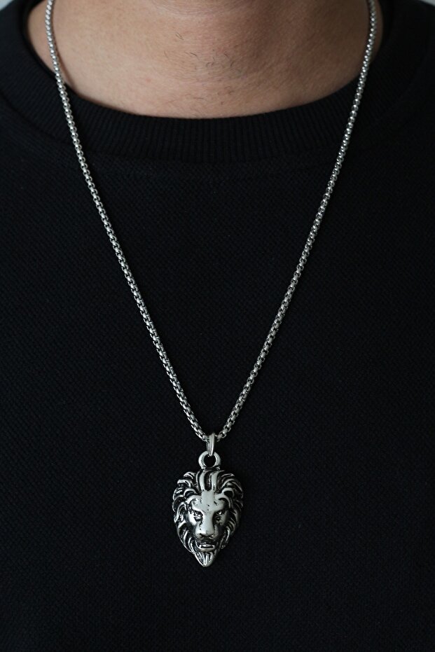 Aslan Başı Örme Zincir Kolye - 4
