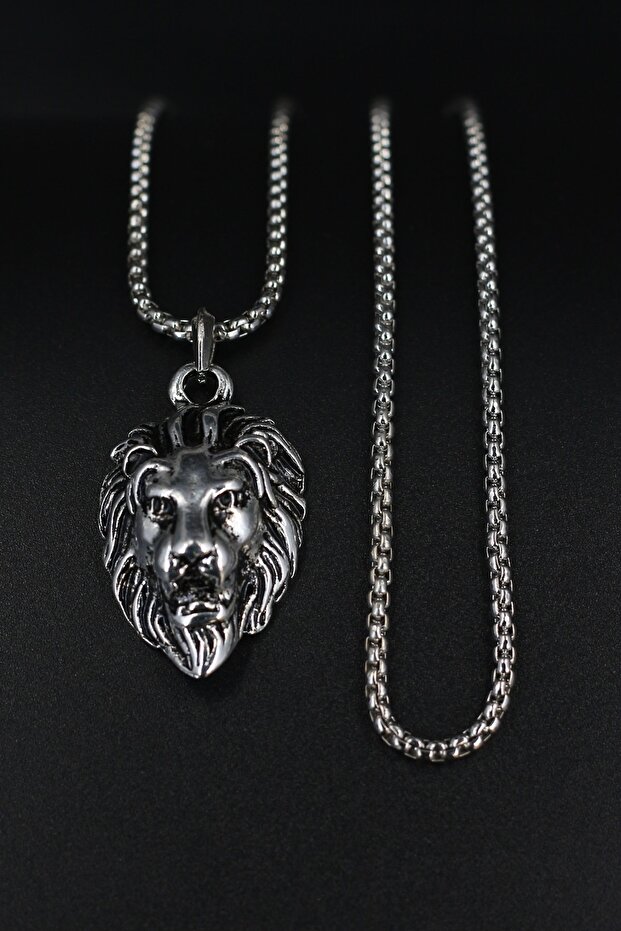 Aslan Başı Örme Zincir Kolye - 5