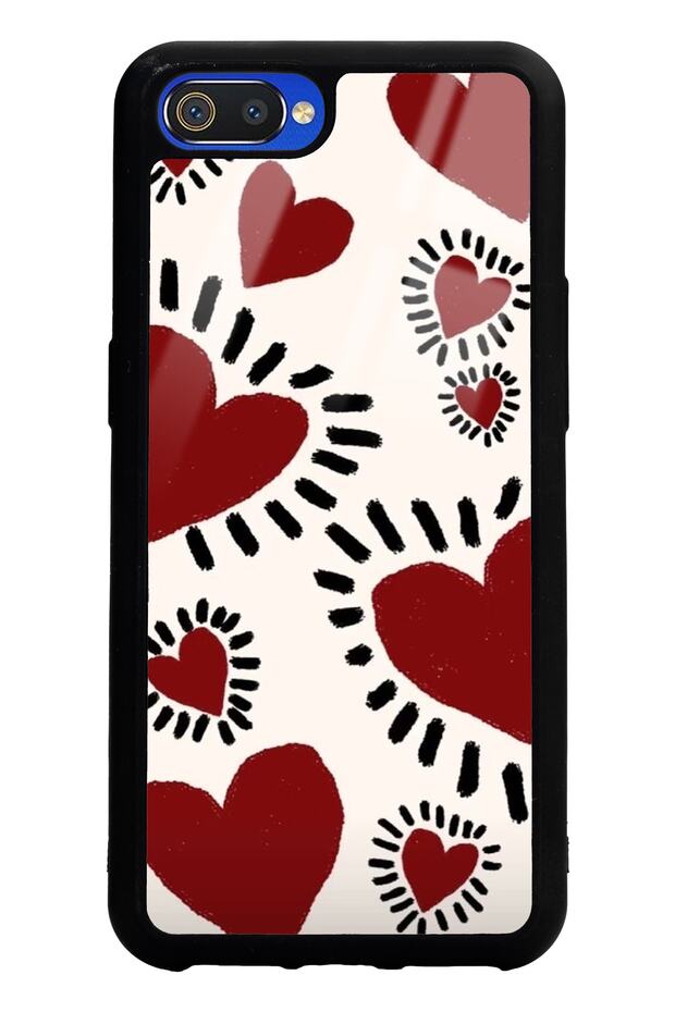 Oppo Real Me C2 Brush Heart Design Glossy Phone Case