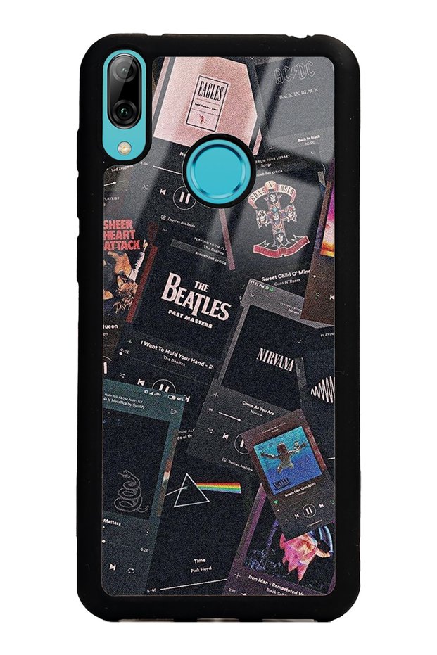 Huawei Y7 (2019) Glossy Phone Case with Retro Music Design