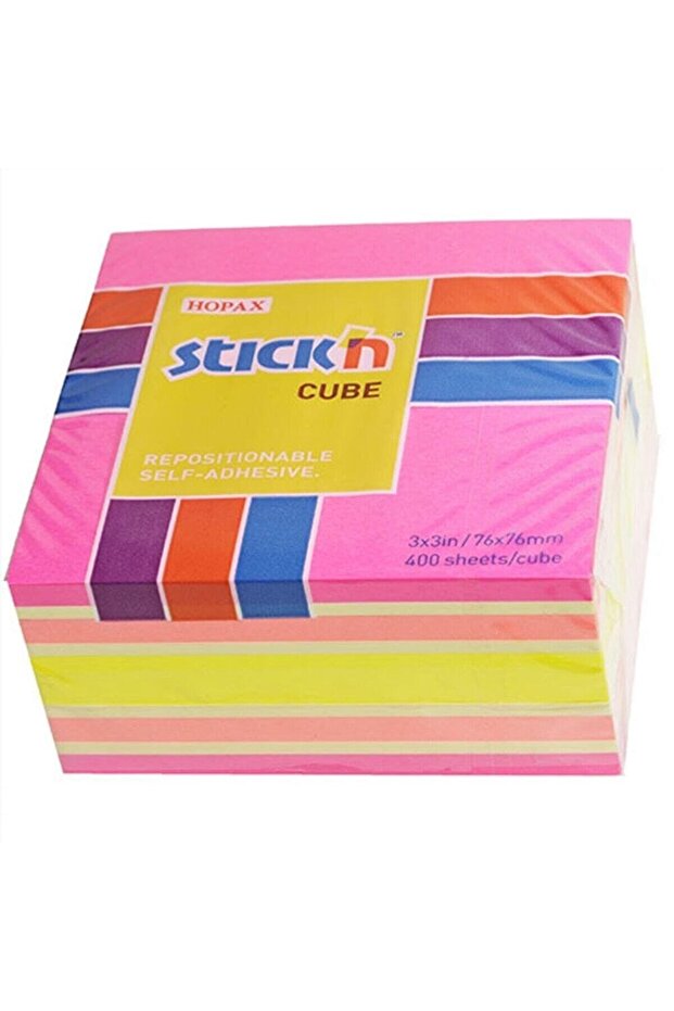 Hopax Stickn Yapışkanlı Not Kağıdı 76x76 Mm Küp 4 Renk 400 Yaprak - 1