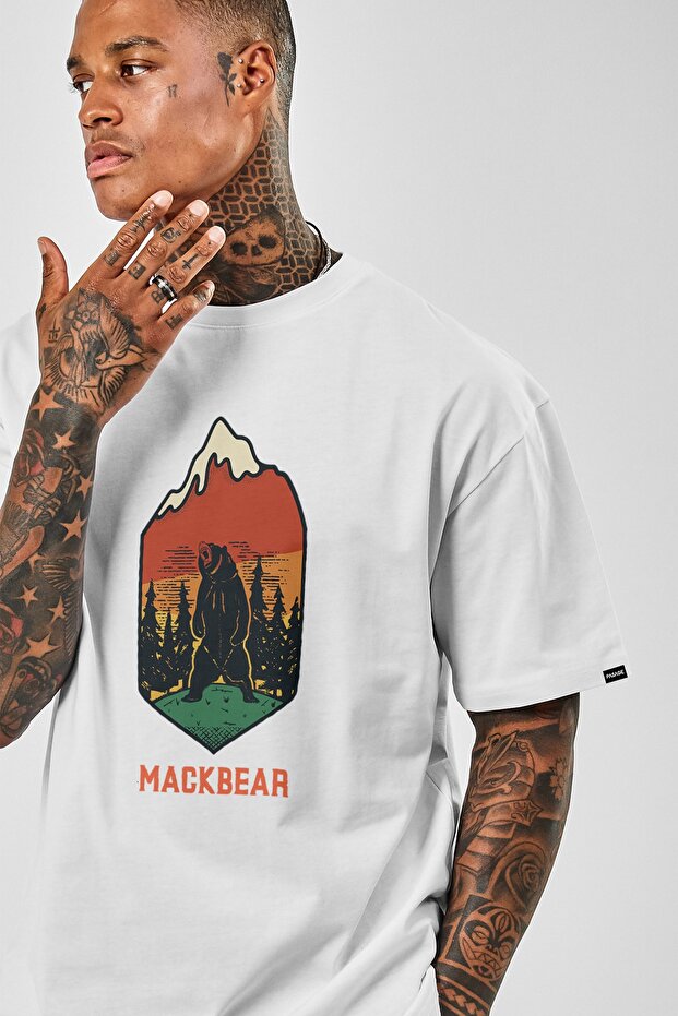 Sc Plus Oversize Mackbear Baskılı Beyaz Tshirt - 2