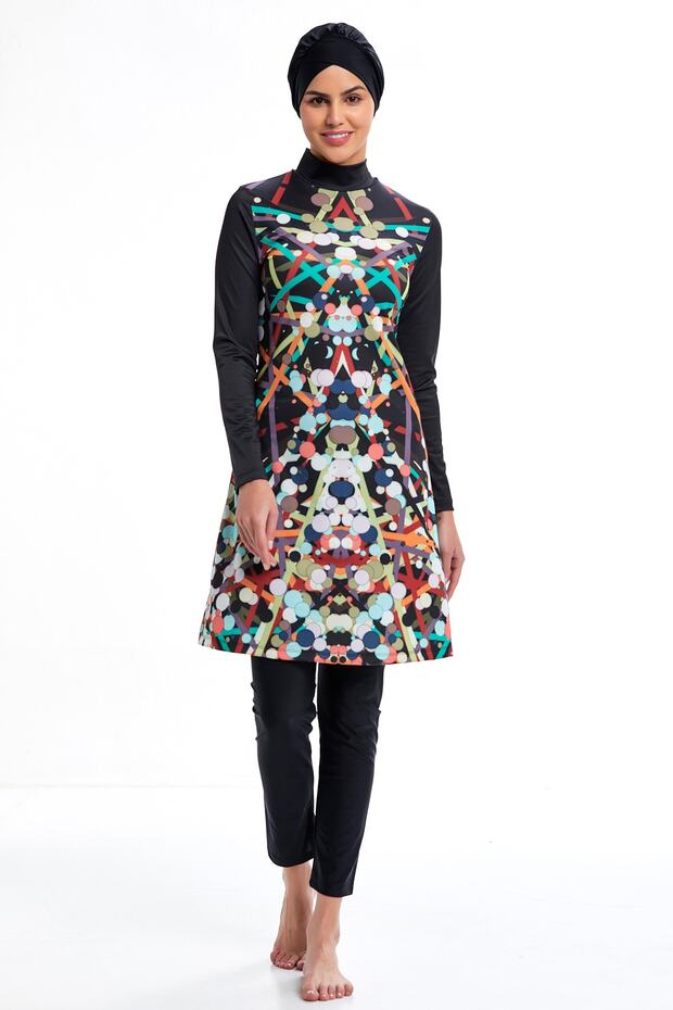 Patterned Hijab Swimsuit - 2