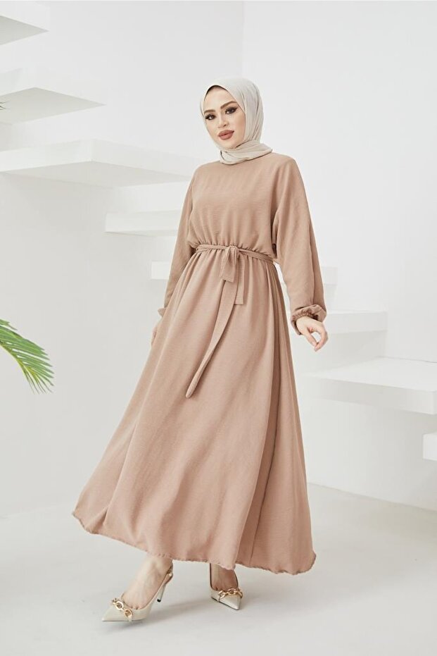 424-1aerobin Hijab Dress Beige