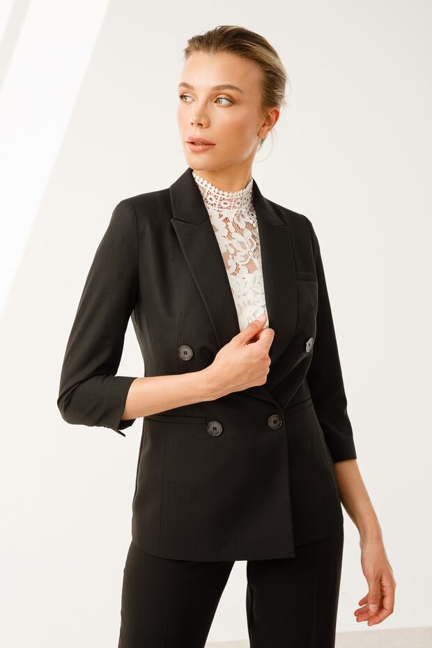 Düğmeli Keten Ceket - 2