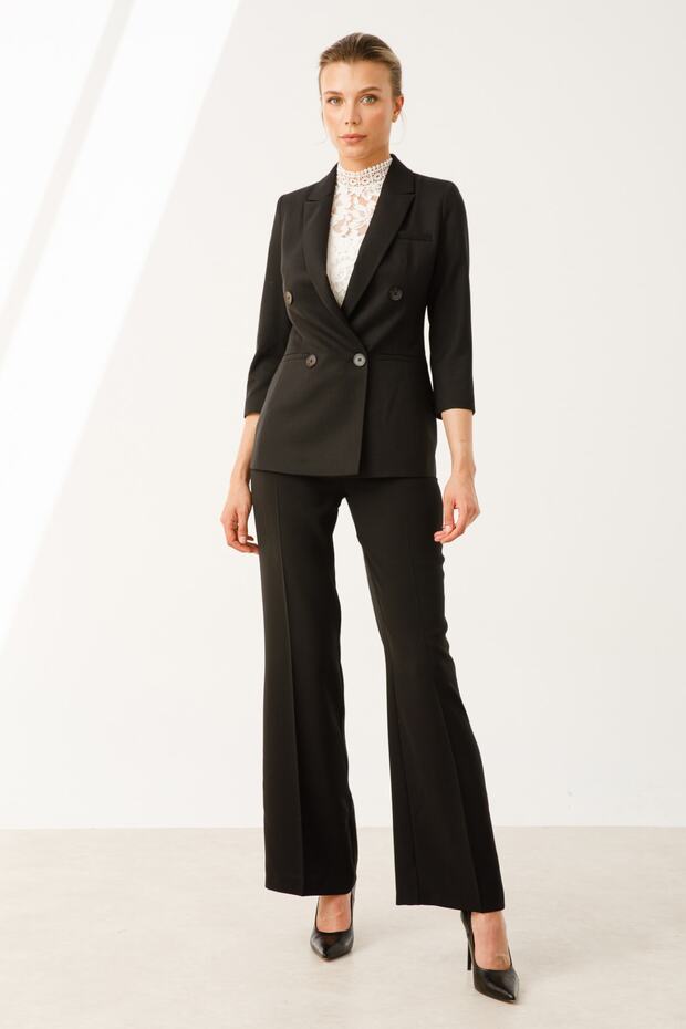 Düğmeli Keten Ceket - 3