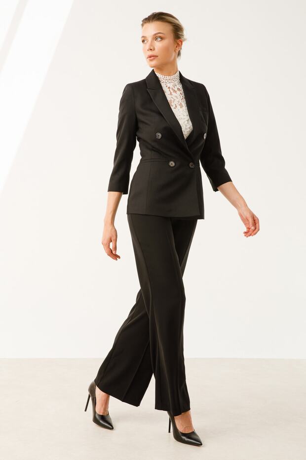 Düğmeli Keten Ceket - 4