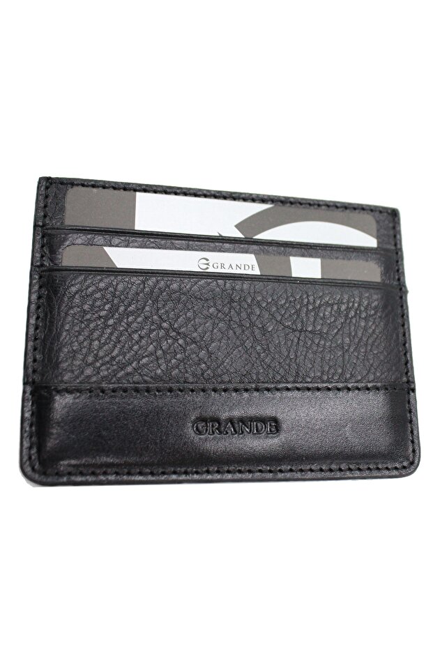 Grande 747 100% Genuine Leather Men's Card Holder Black