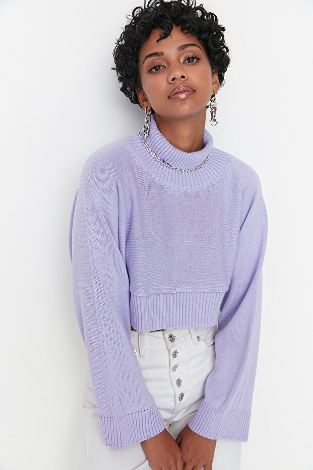 Lila Super Crop Basic Strickpullover TWOAW21KZ0163 - 3