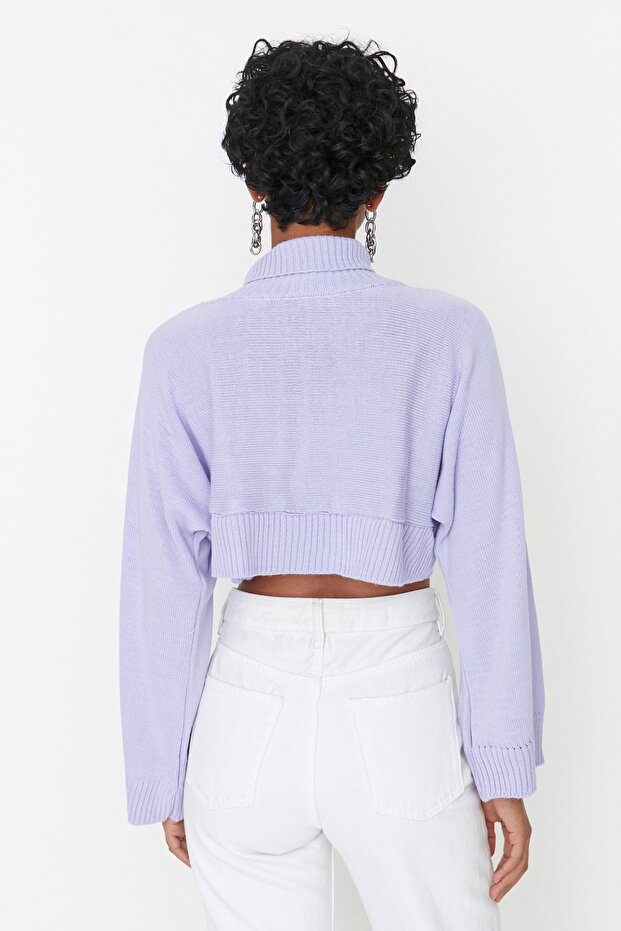 Lila Super Crop Basic Strickpullover TWOAW21KZ0163 - 5