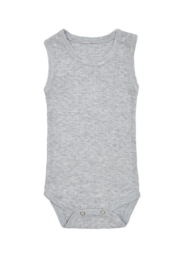 Baby Snapback Body Unisex Bodysuit - Gray Sleeveless