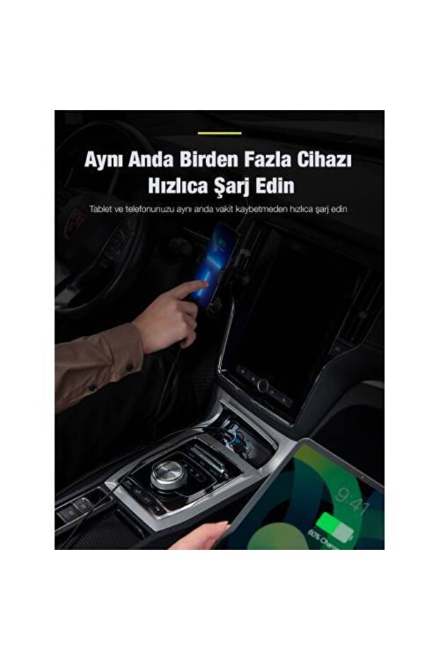 Golden Araç Şarj Cihazı 60W Çift Port (USB-A + Type-C) – Gri - 6