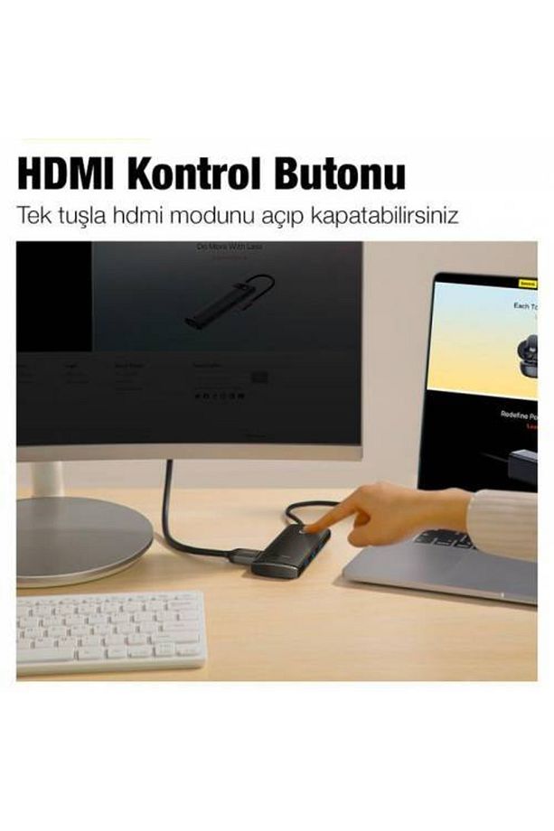 100w 5 Portlu Type-c Hub Adaptör Çoklayıcı Hdmı 4k 3*usb 3.0 Pd Girişli Typce Hub - 8