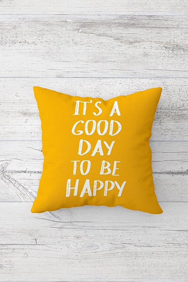 غطاء وسادة It Is Good Day Be Happy مطبوع من جانب واحد بسحاب مخفي وغطاء وسادة للأريكة