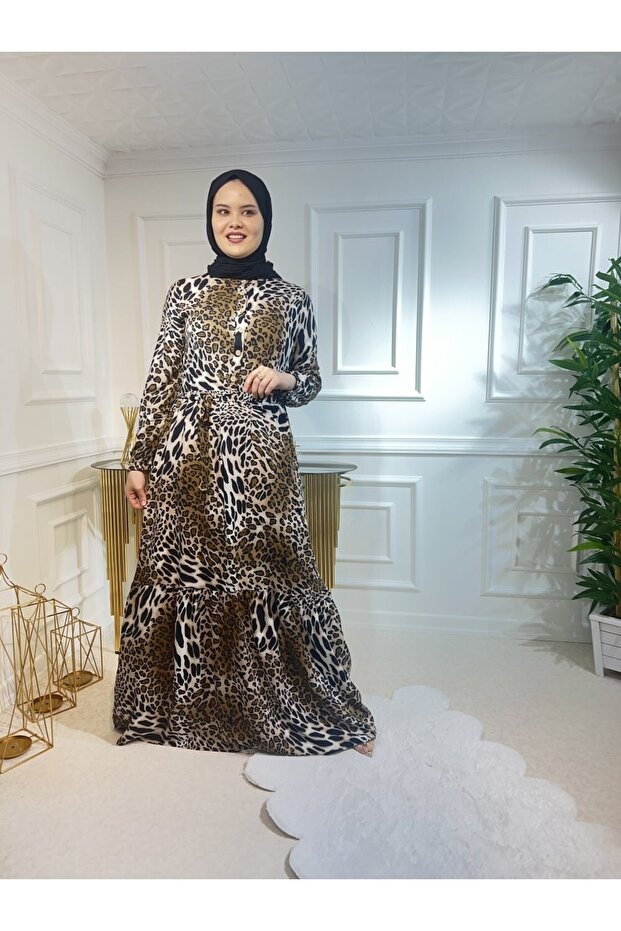 Rochie Aleyna Bumbac Vâscoză - Leopard Mare - 4