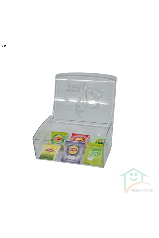 Madame Milenyum Tea Box Tea Box Ak-732 Transparent with Green Lid and Compartments