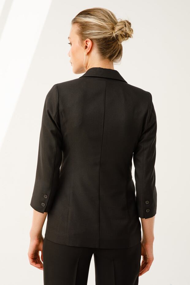 Düğmeli Keten Ceket - 6