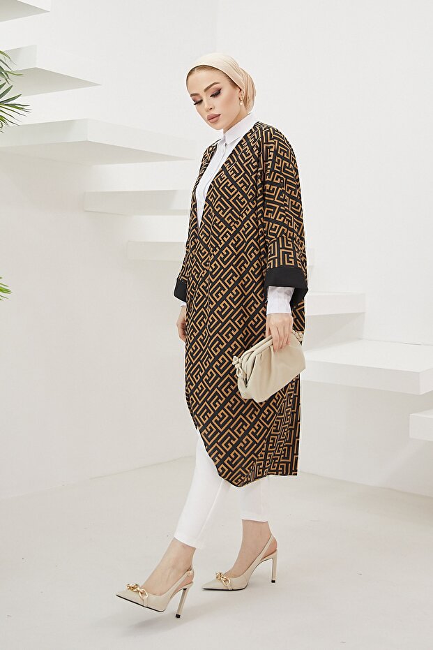 Patterned Loose Kimono - 4