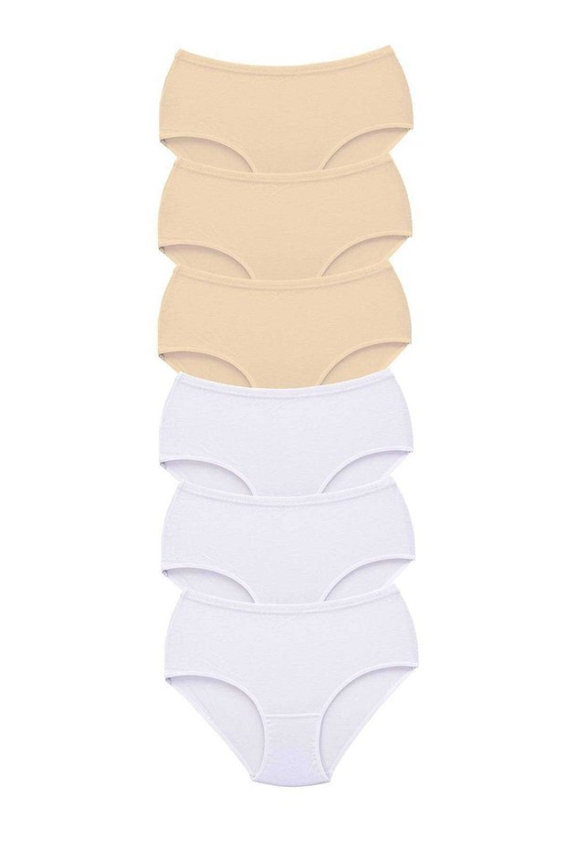 Pack of 6 White And Skin Color Women's High Waist Bato Thick Rubber Panties